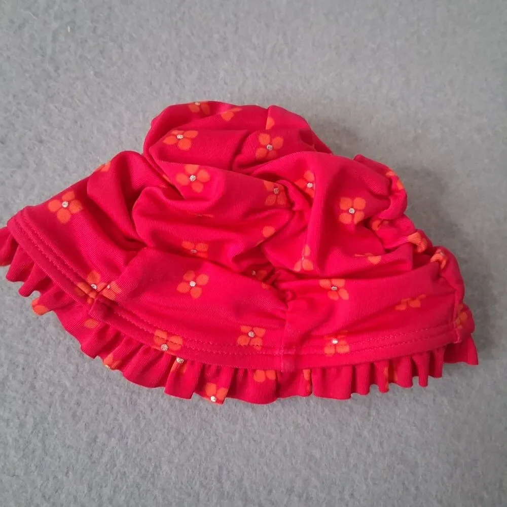 Carters Baby Girl Swimsuit Size 3m Ruffles One Piece Beach Pool Costume Cap Hat